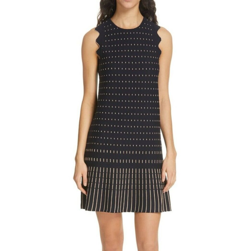 TED BAKER Black Metallic Gold Print Jacquard Dress